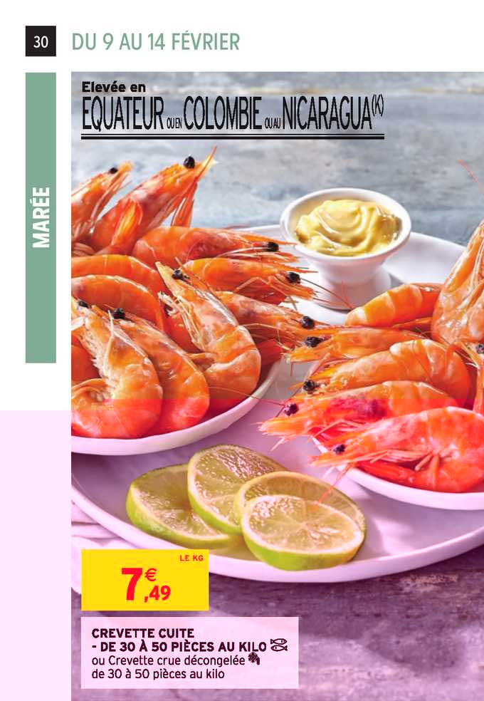 crevette cuite - de 30 à 50 pièces au kilo