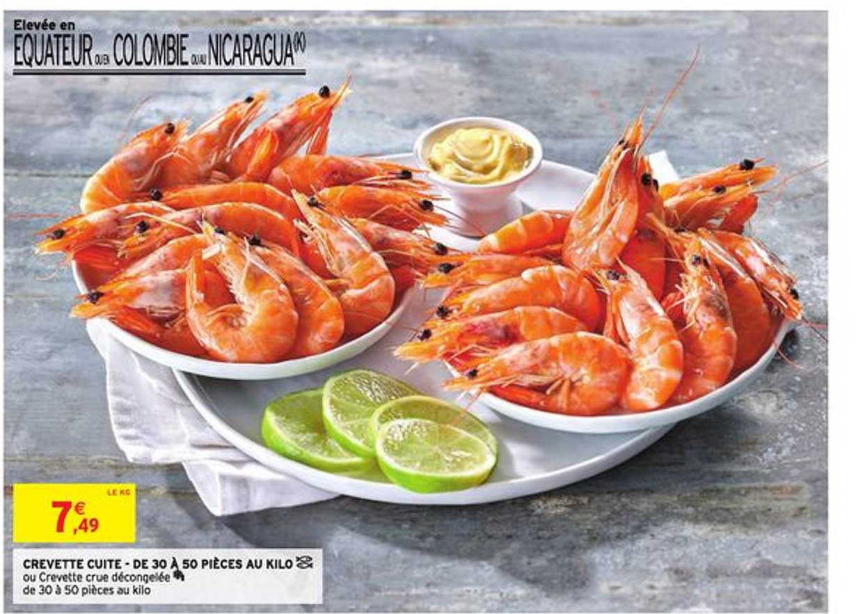 crevette cuite - de 30 à 50 pièces au kilo