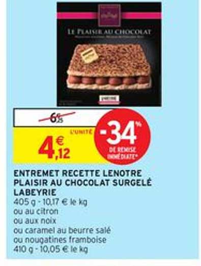 entremet recette lenotre plaisir au chocolat surgelé labeyrie