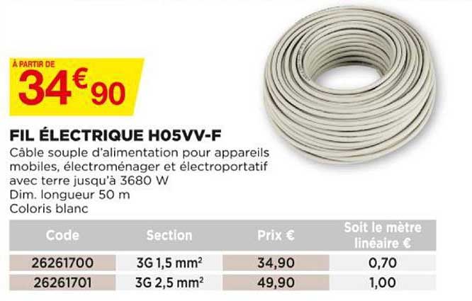fil électrique h05vv-f