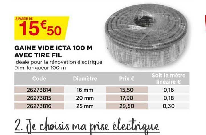 gaine vide icta 100 m avec tire fil