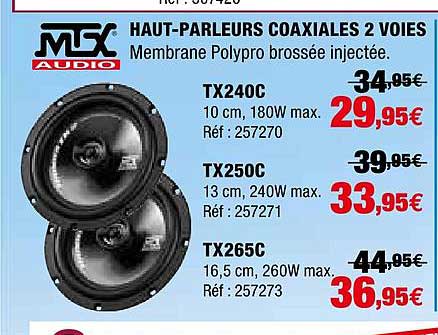 haut-parleurs coaxiales 2 voies tx240c, tx250c, tx265c