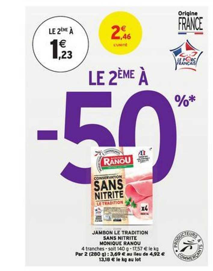 jambon le tradition sans nitrite monique ranou