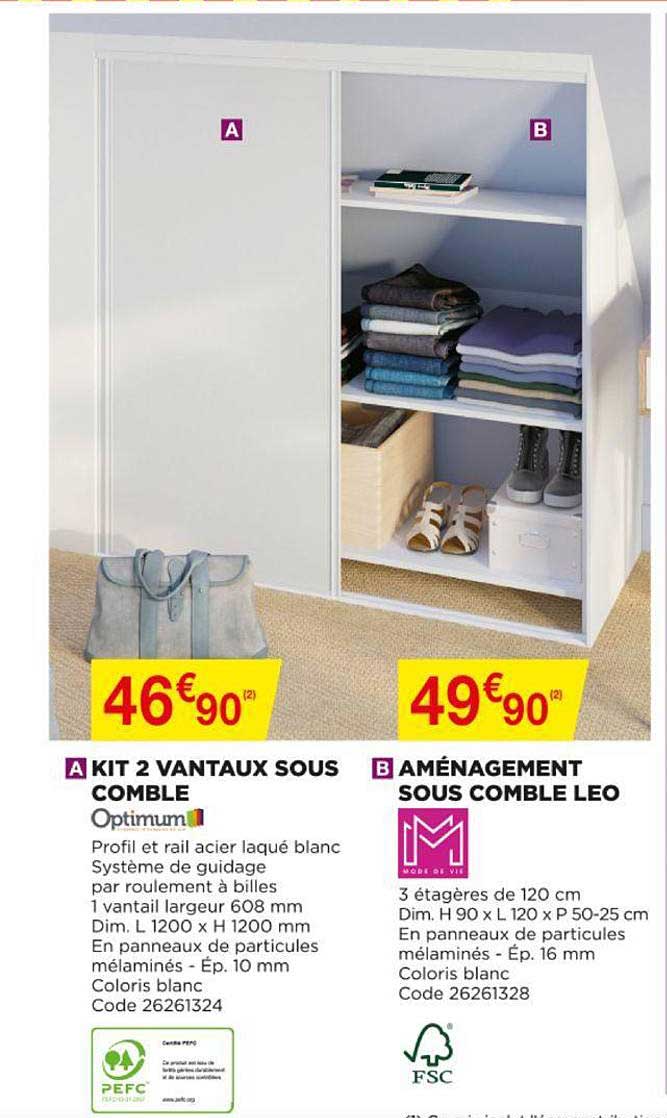 kit 2 vantaux sous comble, aménagement sous comble leo