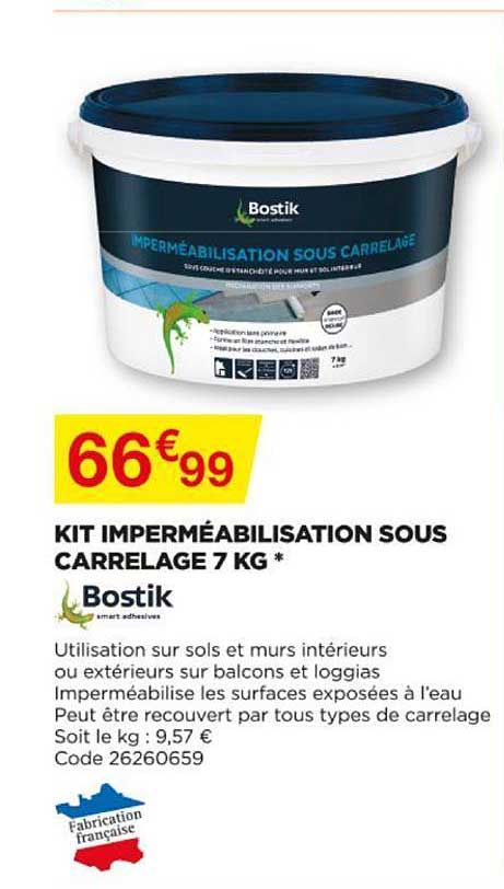 kit imperméabilisation sous carrelage 7 kg bostik