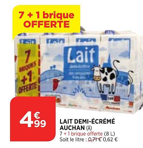 lait demi-écrémé auchan