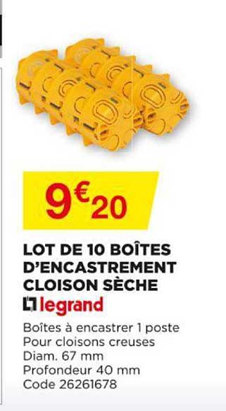 lot de 10 boîtes d'encastrement cloison sèche legrand