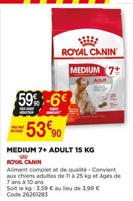 medium 7+ adult 15 kg royal canin