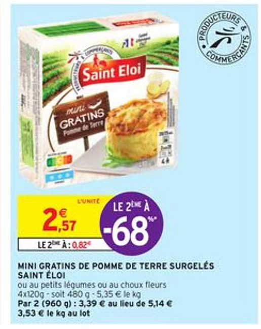 Mini Gratins De Pomme De Terre Surgelés Saint éloi