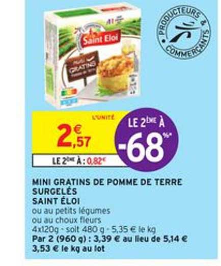 mini gratins de pomme de terre surgelés saint éloi