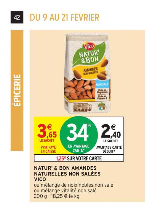 natur' & bon amandes naturelles non salées vico