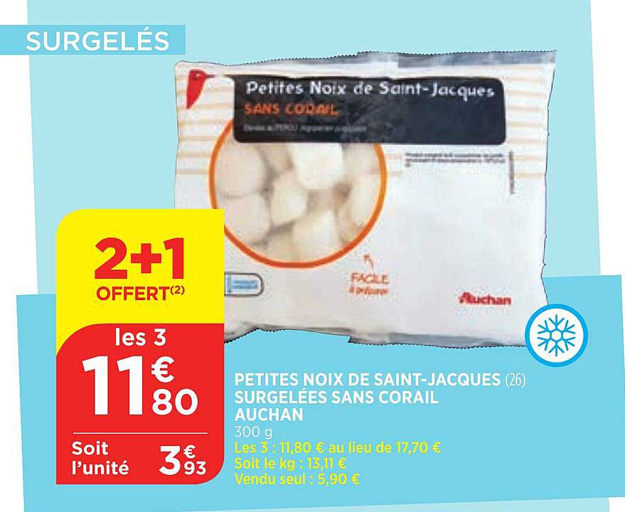petites noix de saint-jacques surgelées sans coral auchan