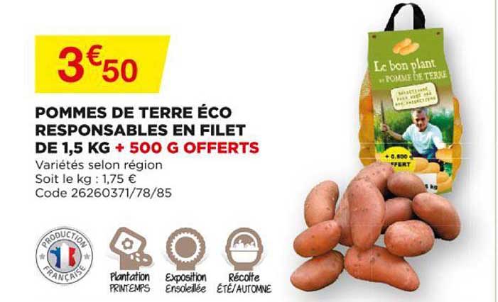 pommes de terre éco responsables en filet de 1,5 kg + 500 g offerts