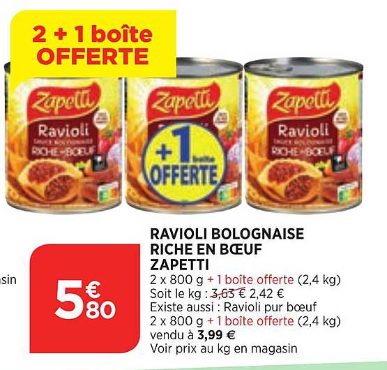 ravioli bolognaise riche en bœuf zapetti