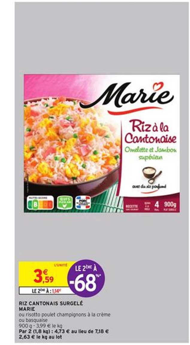 riz cantonais surgelé marie