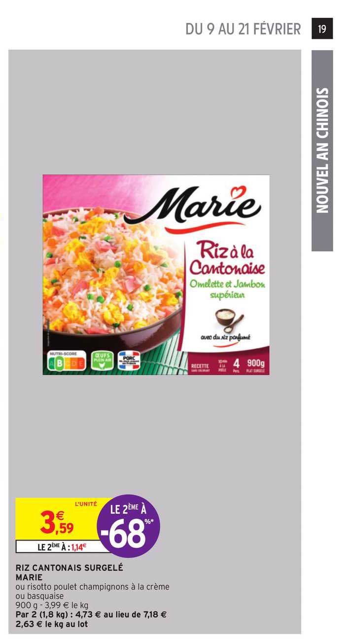 Riz Cantonais Surgelé Marie