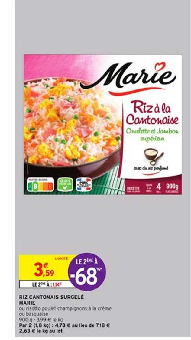 Riz Cantonais Surgelés Marie
