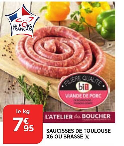 saucisses de toulouse x6 ou brasse l'atelier du boucher