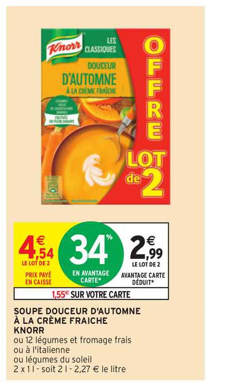 soupe douceur d'automne à la crème fraîche knorr