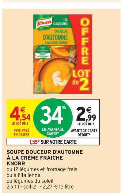 soupe douceur d'automne à la crème fraîche knorr