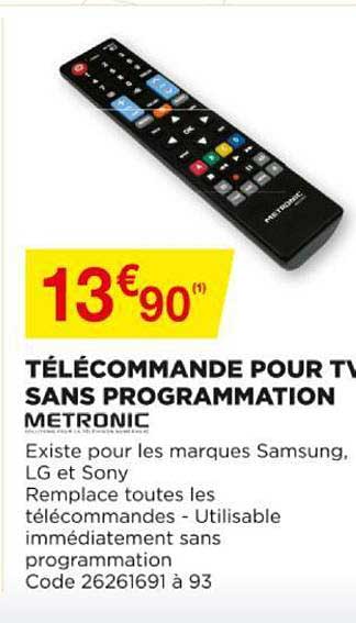 télécommande pour tv sans programmation metronic