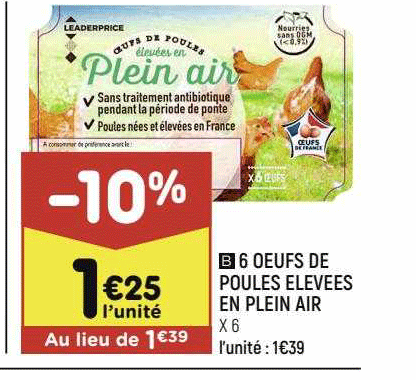 6 oeufs de poules élevées en plein air