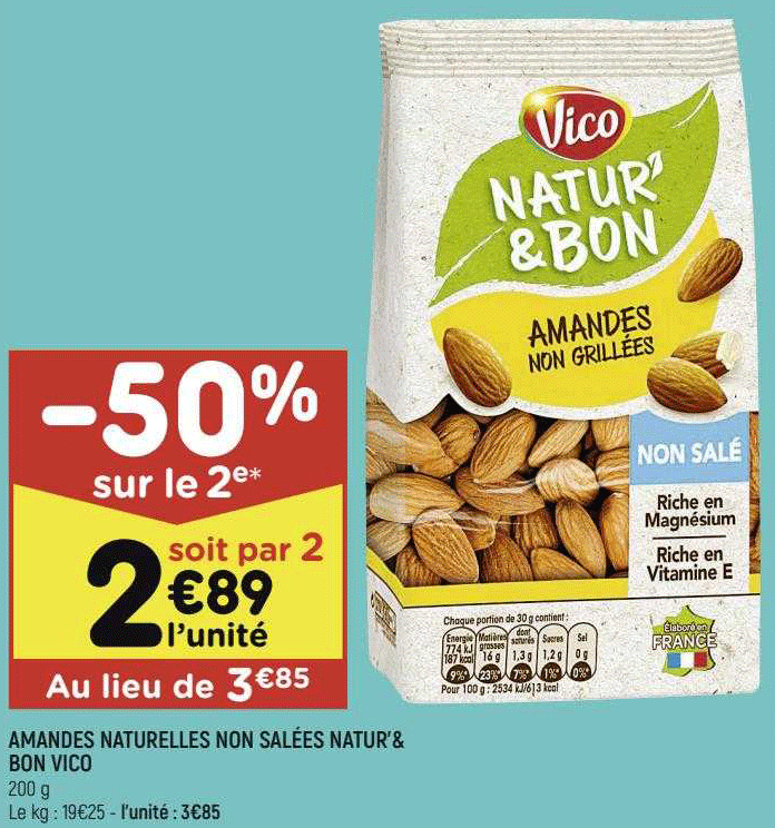 amandes naturelles non salées natur'&bon vico