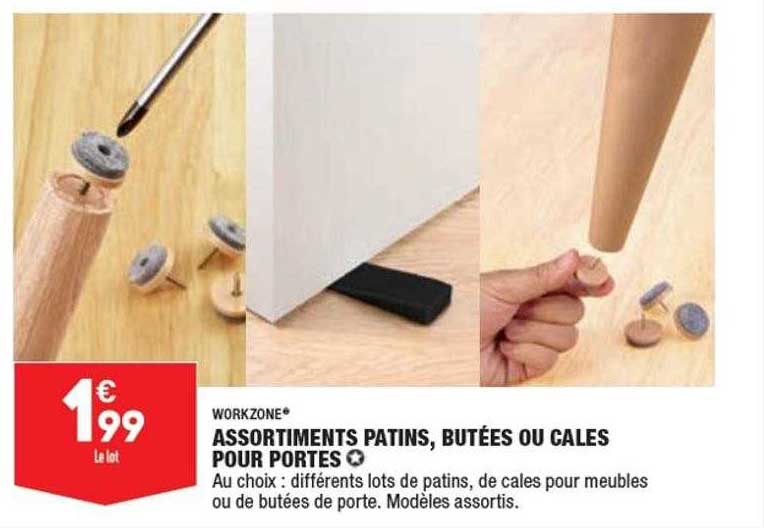 assortiments patins, butées ou cales pour portes workzone