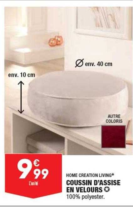 coussin d'assise en velours home creation living