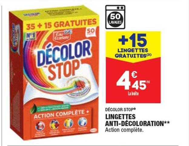 lingettes anti-décoloration décolor stop