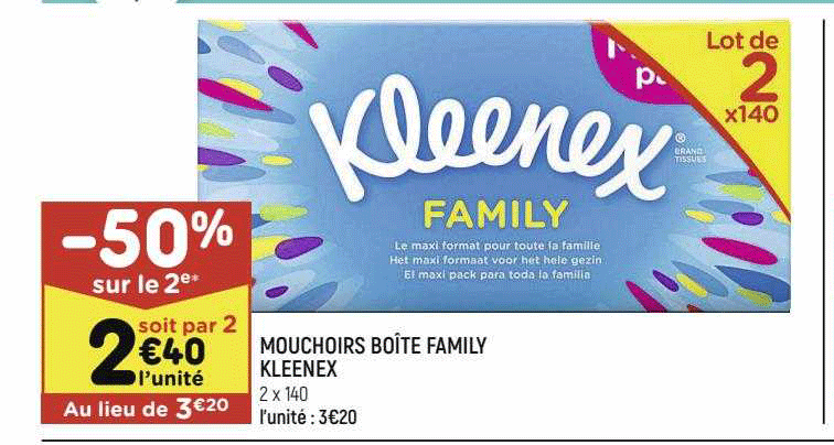 Mouchoirs Boîte Family Kleenex