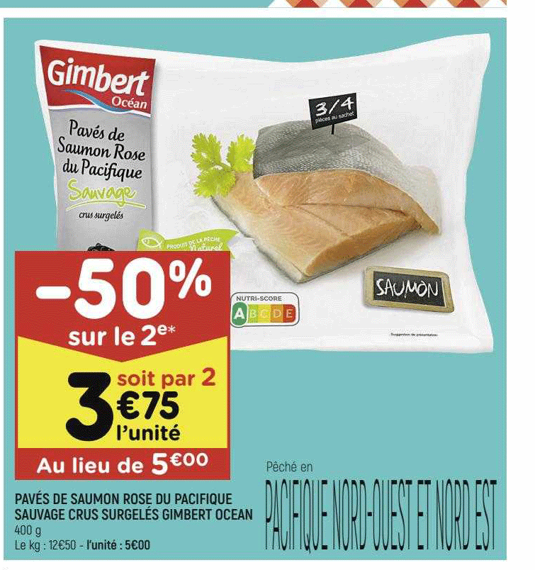 pavés de saumon rose du pacifique sauvage crus surgelés gimbert ocean