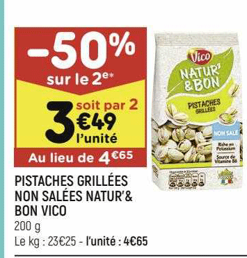 pistaches grillées non salées natur' & bon vico