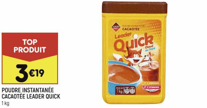 poudre instantanée cacaotée leader quick