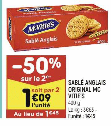 sablé anglais original mc vitie's