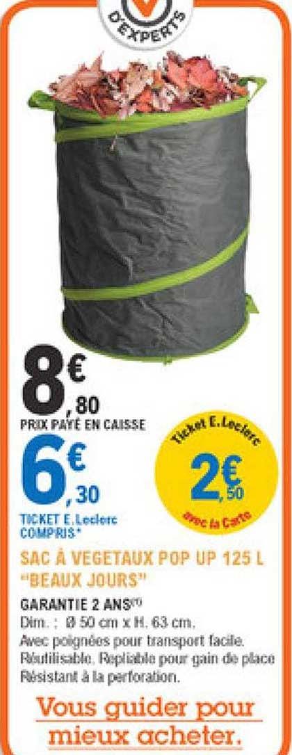 sac à vegetaux pop up 125 l "beaux jours"