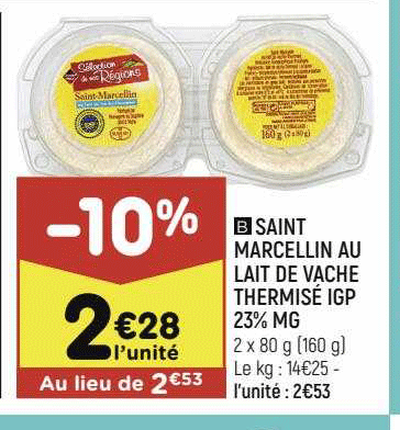 saint marcellin au lait de vache thermisé igp 23% mg