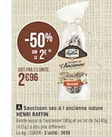 saucisson sec à l'ancienne nature henri raffin