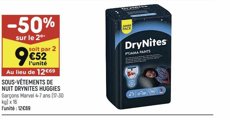 sous-vêtements de nuit drynites huggies