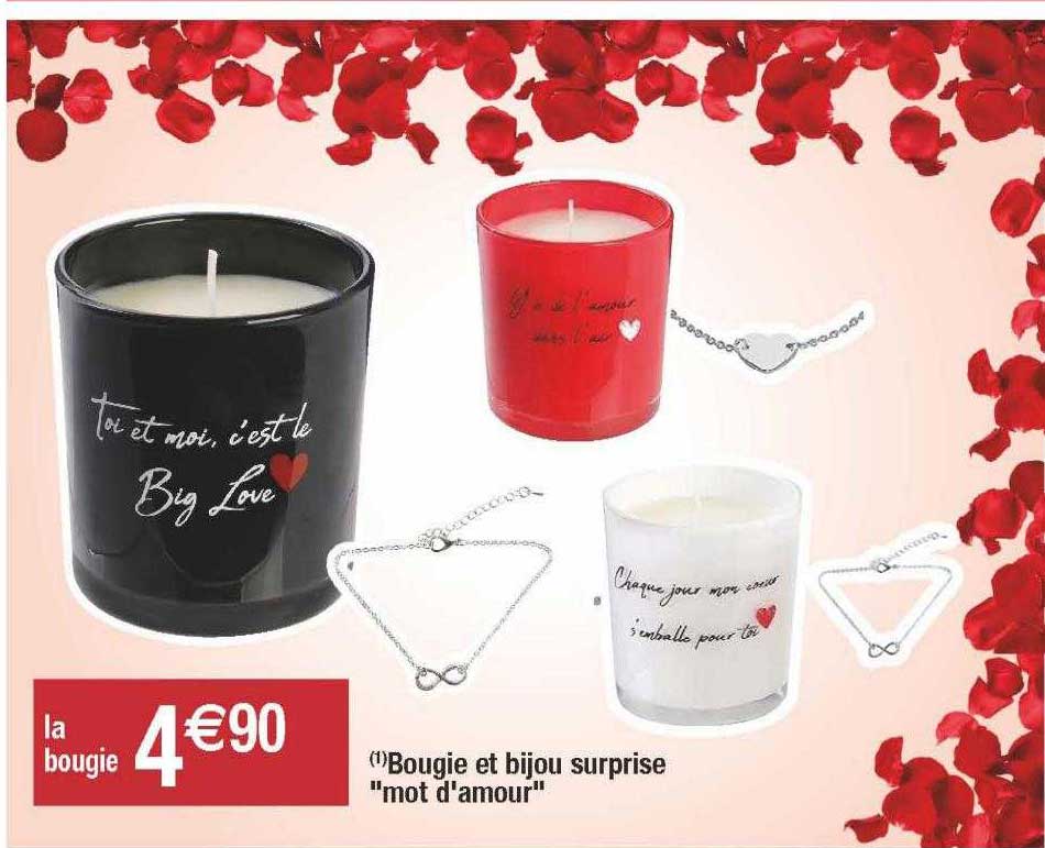 bougie et bijou surprise "mot d'amour"