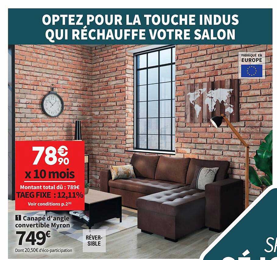 Canapé D'angle Convertible Myron