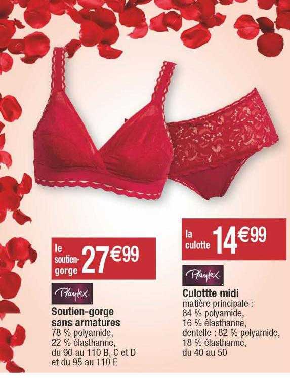 soutien-gorge sans armatures playtex, culotte midi playtex