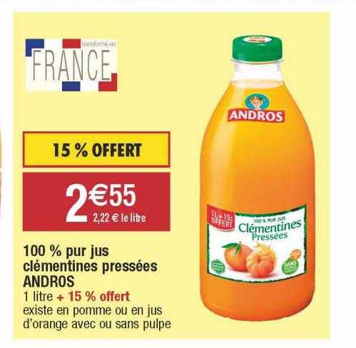 100% Pur Jus Clémentines Pressées Andros