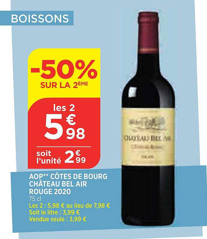 aop côtes de bourg château bel air rouge 2020