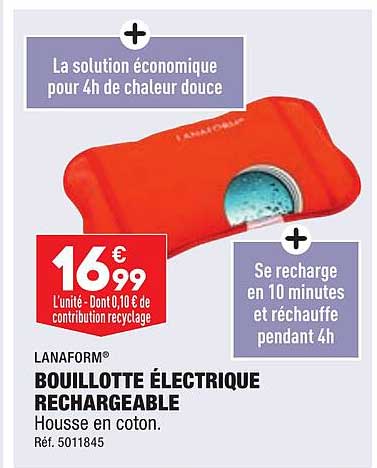 bouillotte électrique rechargeable lanaform