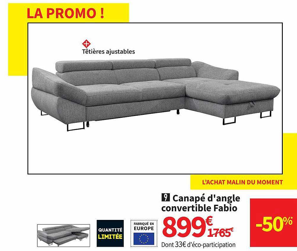 canapé d'angle convertible fabio