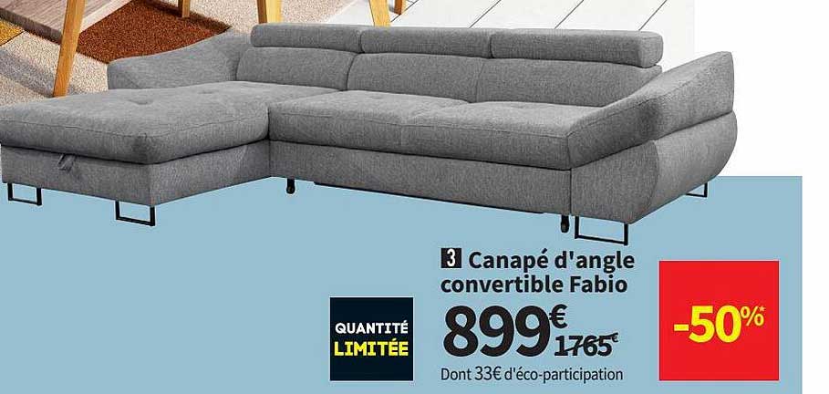 canapé d'angle convertible fabio