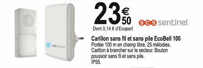 carillon sans fil et sans pile ecobell 100 scs sentinel