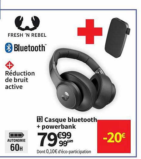 casque bluetooth + powerbank fresh 'n rebel