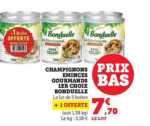 champignons émincés gourmands 1er choix bonduelle